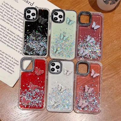 China SHSCASE Case Butterfly Shockproof Epoxy Accessories Two-in-One Sequin Decoration Gold Sparkle Mobile Phone Painting Drawing Case for iphone for sale