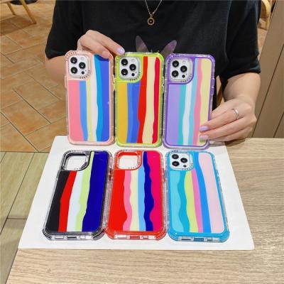 China Wholesales SHS CASE Shockproof Case 3 In 1 Rainbow Colorful Anti-drop Cell Phone Protective Cases For iPhone 11 12 13 14 15 and Android for sale