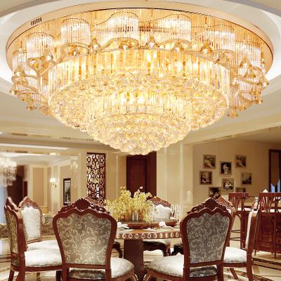 China New Ceiling Chandeliers Hotel Villa Lobby Club Round Pendant Light Contemporary Luxury European Style Crystal Lamps Decoration for sale