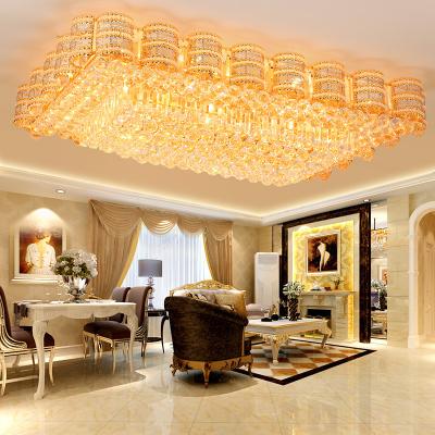 China Modern European Gold Luxury Rectangular Crystal Lamp Modern Style Ceiling Chandelier Living Room Hotel Villa Lighting for sale