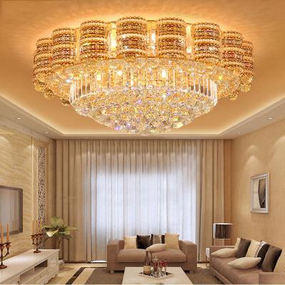 China European Modern Luxury Gold Round Modern Living Room Crystal Chandelier Lamp Ceiling Style Pendant Lighting for sale