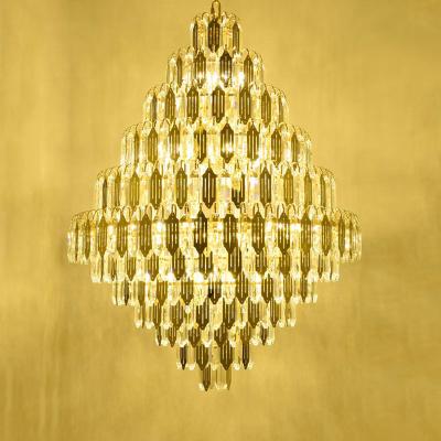 China Modern European Style Hanging Lighting Lobby Drop Lamp Living Room Furniture Golden Design Light Wedding Time Hotel Chandelier New for sale