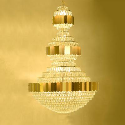 China Modern Contemporary European Style Luxury Villa Building Medium Floor Crystal Chandelier Hotel Lobby Club Indoor Lamps for sale