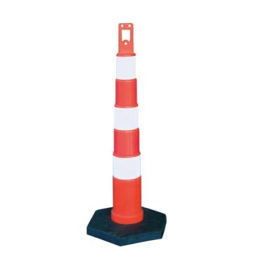 China PE+Rubber Site Construction Bollard 1070mm Traffic Warning Bllard With Rubber Base for sale