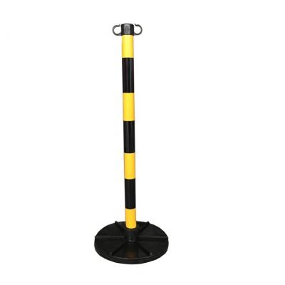 China High Quality PVC+Rubber Yellow And Black Draftsman Post With Heavy Duty Rubber Base Traffic Pole Chain Support Post for sale