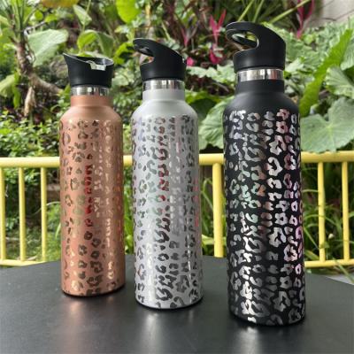 China PORTABLE Custom Water Bottles 25OZ Tumbler Gold Leopard 304 Stainless Steel Engraved Water Bottle With Straw for sale