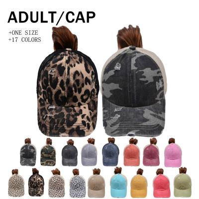 China New Designs Casual Ripped Baseball Hats Fashion Camouflage Leopard Print Sunshade Duck Tongue Net Hat Adjustable Outdoor Cap For Female for sale