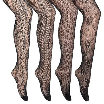 China Popular Good Quality Antibacterial Rose Design Sexy Jacquard Pantyhose Stocking Net Pantyhose for sale