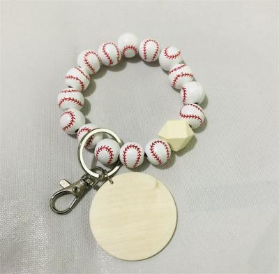 China Hot Sale Amazon Fashion Women Wooden Pearl Car Key Chain Ring Bracelet Wristlet Gift for sale