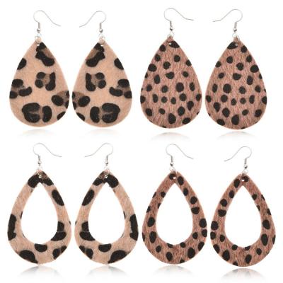 China Vintage Personalized Accessories PU Leather Geometric Modeling Earrings for sale