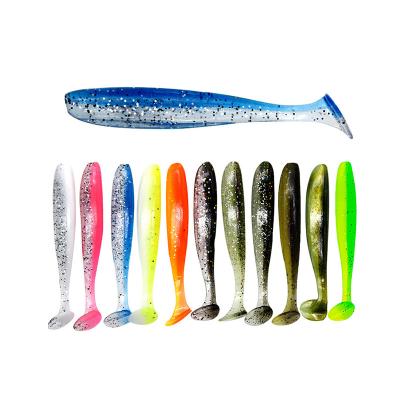 China Plastic 70mm 2g 10pcs soft plastic fishing lures double colors T tail lure for sale