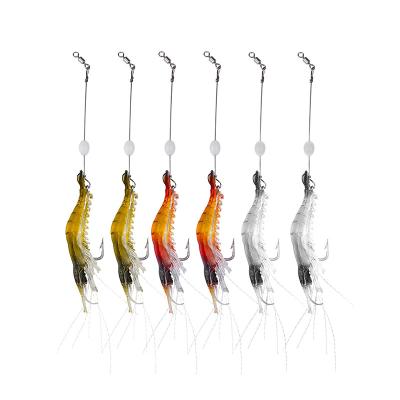 China High carbon steel Shrimp bait artificial silicone soft baits luminous fishing lure rig for sale