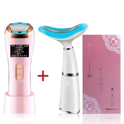 China 8 IN 1 Facial Massager Skin Care Device Beauty LED Photon Device Hot Cool Face Lifting Wrinkles Removal Facial Remover YK-1118 for sale