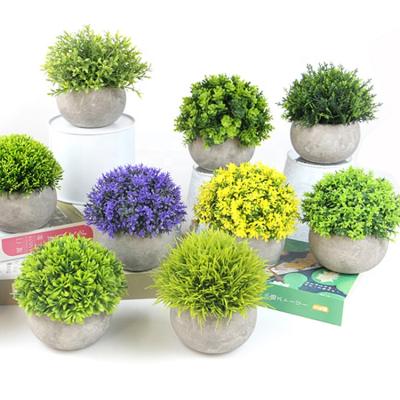 China Tropical Mini Plants Potted Faux Topiary Shrubs Artificial Greenery Grass Small Plants For Home Office Bathroom Room Decor for sale