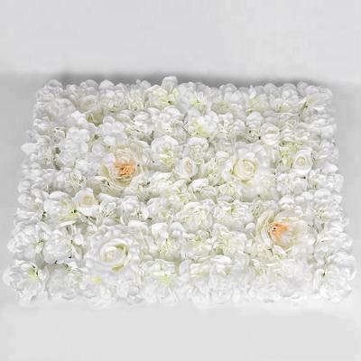 China Home/office/party/wedding decoration hydrangea plus background silk rose wedding flower white flower artificial wall for sale