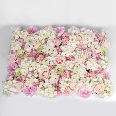 China Hot Selling Home/Office/Party/Wedding Decoration Mix Color Mounted Artificial Flower Wall Backdrop Wedding Flower Wall for sale