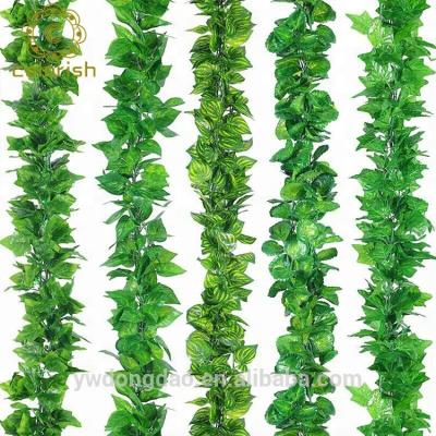 China Lobby Decoration Ivy Leaves Plastic Vines Artificial Green Grape Garland Plants Foliage Flowers Wall for Hanging Decoration for sale