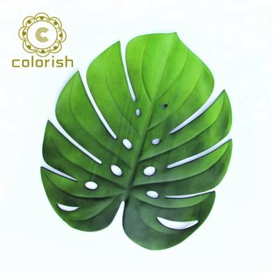 China EW-106 Wholesale Summer Artificial Green Palm Leaf Eva Table Place Mat Viable For Party Decorations for sale