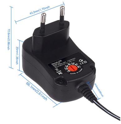 China DC to AC Adapter 12V Power Changeover Adapter 5V 7V 9V 12V 15V 18V 0.5A 1A 1.5A 2A 2.5A 3A 66*43*36mm for sale