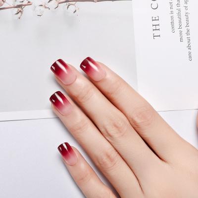 China Gradient Exquisite Color Fake Nails With Dark Red for sale