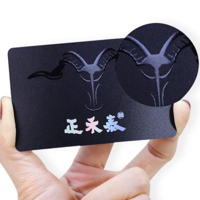 China Member ID Frosted Printing Black Spot Card PVC UV Plastic Business Cards With Logo for sale