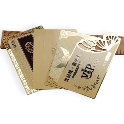 China Customized Global RFID NFC Chip Brushed Gold Metal Business Card With Logo for sale