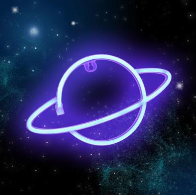 China Battery Operated Planet Neon Signs LED Night Light USB Neon Wall Lights Decorative Neon Lights for Bedroom Bar Home Party for sale