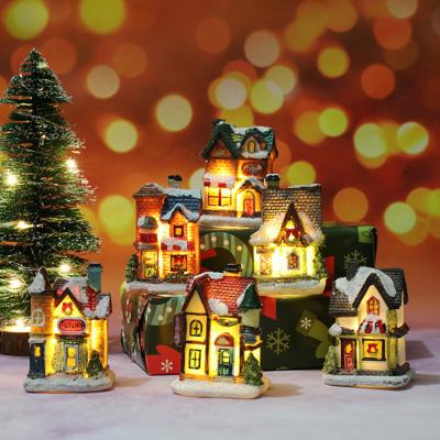 China Christmas Decorations Christmas Village Lighted Xmas Village Houses with Figurines Small Christmas Town Scene Village Decorations Displays for sale