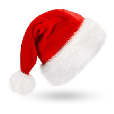 China Christmas party Christmas Hat Santa Hat Holiday for Adults Unisex Velvet Comfort Extra Thicken Fur Xmas Hat for New Year Festive Party for sale