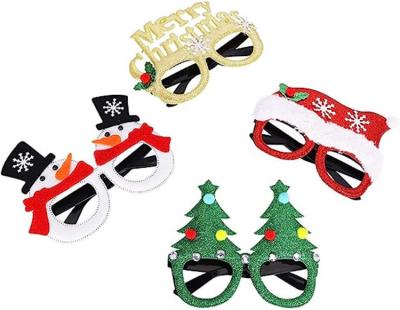 China Fabric Fun Christmas Glasses Glitter Holiday Party Glasses Frames Christmas Decoration Costume Eyeglasses for Christmas Parties for sale