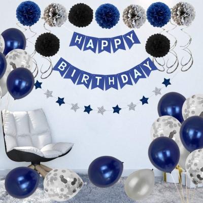 China Paper Birthday Decorations Men Blue Birthday Party Decorations for Men Women Boys Girls, Happy Birthday Balloons  for Party Decor for sale