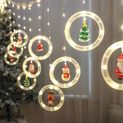 China Led Light Christmas Light Christmas Window Lights Indoor 8 Modes Christmas Round Curtain Lights for sale