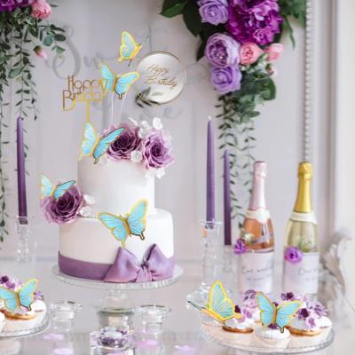 China Cake Decorations Butterfly Happy Birthday Cake Topper Happy Birthday Cake Bunting Decor Birthday Party Decoration Supplies for sale