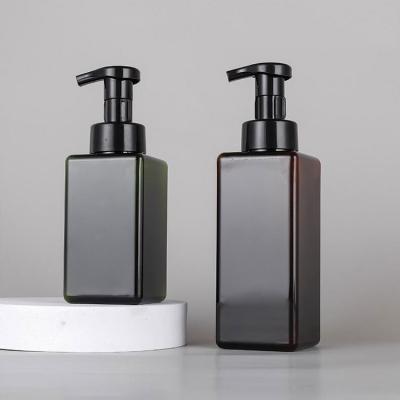 China Factory PETG 250ML 450mL Brown Cosmetic Refillable Foam Pump Bottle For Face Hand Cleanser Liquid for sale