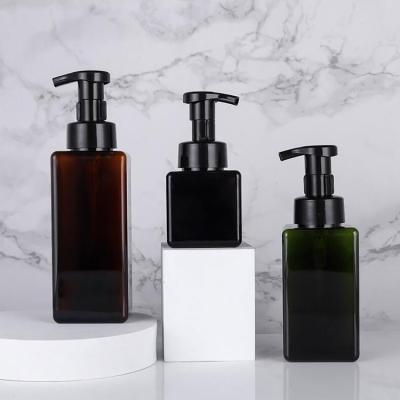 China 250ML 450mL Amber Brown PETG Cosmetic Foaming Soap Pump Bottle With Foam Pump for sale