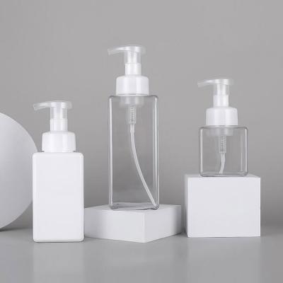 China 250ml 450mL Cosmetic Transparent Clear Foaming Bottle Hand Washing Detergent Plastic White Bottle for sale