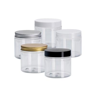 China Hot new cosmetic products jar 80ml 100ml 120ml 150ml 200ml 250ml 280ml 300ml plastic PET container, plastic jar with gold lid for sale