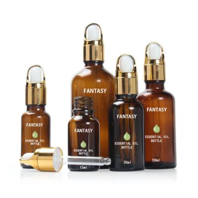 China Cosmetic 10Ml - 100Ml Screen Printing Skin Care Amber Glass Bottles For Essential Oil for sale