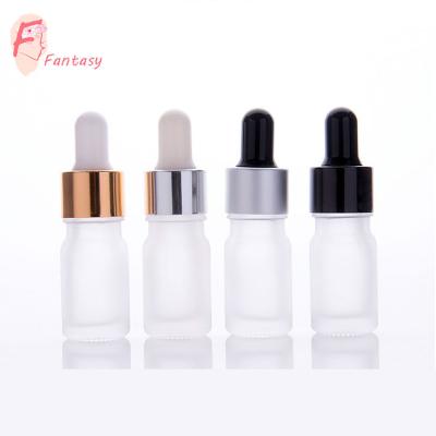 China Eco-Friendly 0.16oz 5ml Portable Skincare Facial Treatment Packaging Bottle Free Sample Frosted Glass Dropper Bottles for sale