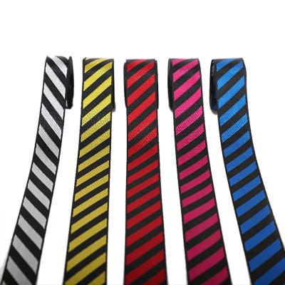 China Durable 25mm Polypropylene Lanyard Upholstery Jacquard Tape Webbing With Diagonal Stripe For Portable Strap Backpack for sale