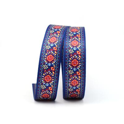 China High tenacity 38 mm 50 mm flat nylon custom printed national style webbing by heat transfer printing with flower for sale