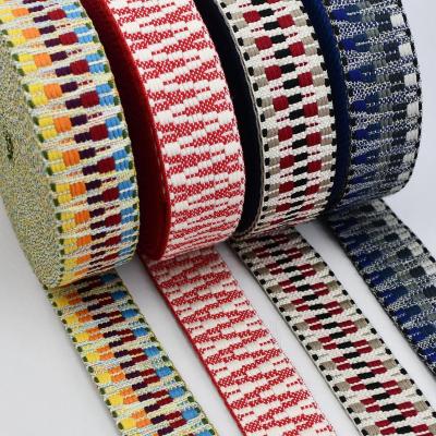 China High Tenacity 50mm 38mm Multicolor Embroidery National Style Guitar Hat Webbing For Woven Band for sale