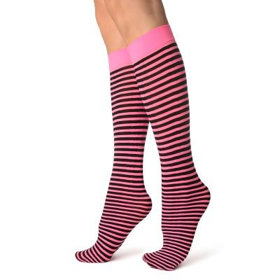 China Antibacterial Cute Color Long Stocking Boots Striped Knee High Socks For Women for sale