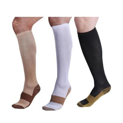 China Breathable 20-30mmHg Custom Long Stockings Copper Fiber Compression Socks for sale