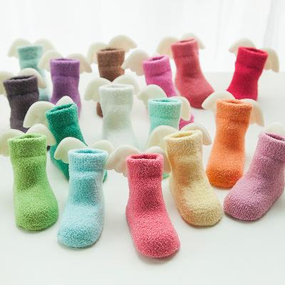 China Cute Super QUICK DRY Coral Fleece Three-Dimensional Wings Toddler Socks 0-3 Years Old for sale