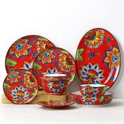 China Traditional Creative Hand Painted Soup Bowls Dessert Bowls Fruit Salad Bowls for sale