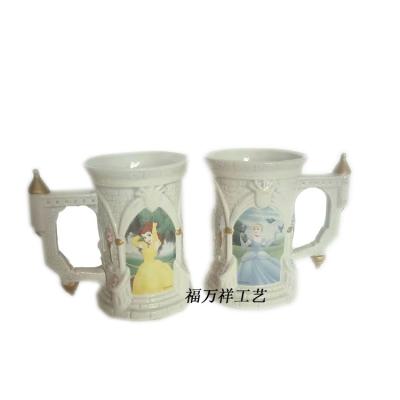 China 300ml Bell Princess Cinderella Castle Ceramic Cup Coffee Pen Holder Holiday Gift Viable Vase for sale