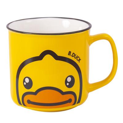 China Small water duck mug water cup household trend personality cups creative yellow ceramic viable children simple cool cup for sale