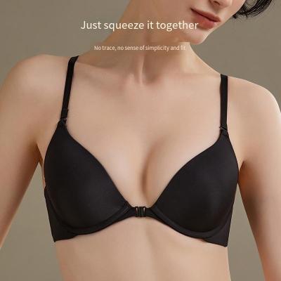 China Breathable High quality front clasping bra sexy deep cup bra solid color plus size bra for sale