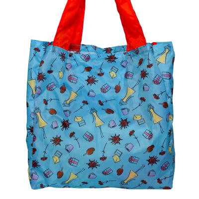 China Wholesale Reusable Shopping Pattern Polyester Silk Screen Reusable Grocery Bag Use For Shopping With Cheaper Factory Price. for sale